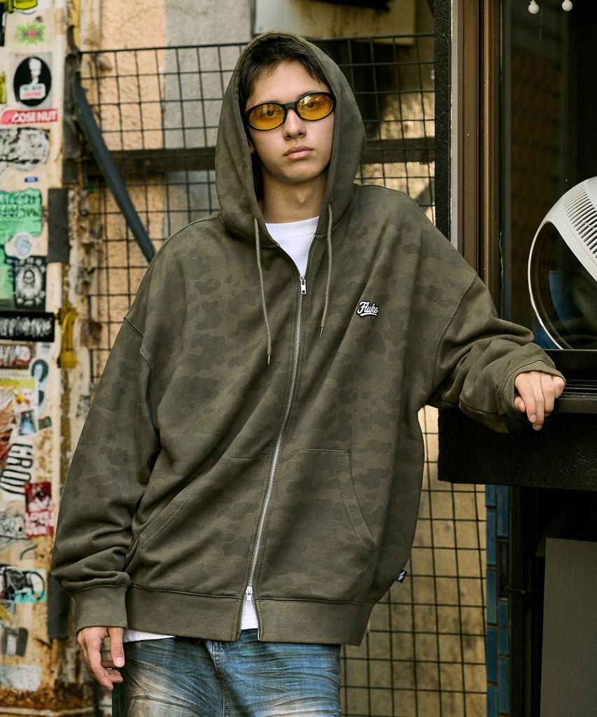 Худи на молнии Fluke Urban Core Crew Camo с фирменным логотипом Хаки Fzt1033-Z