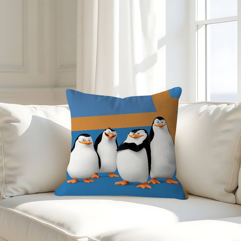 Cute P-Penguins Of M-Madagascar Personalized Pillow Cover Kids Bedroom Wild Party Decor Pillowcase Kid Birthday Shower Gift