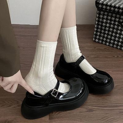 Универсальные туфли-лодочки с круглым носком в британском стиле, на платформе, из маленькой кожи, женские, новая коллекция осень 2025, французские ретро туфли Мэри Джейн