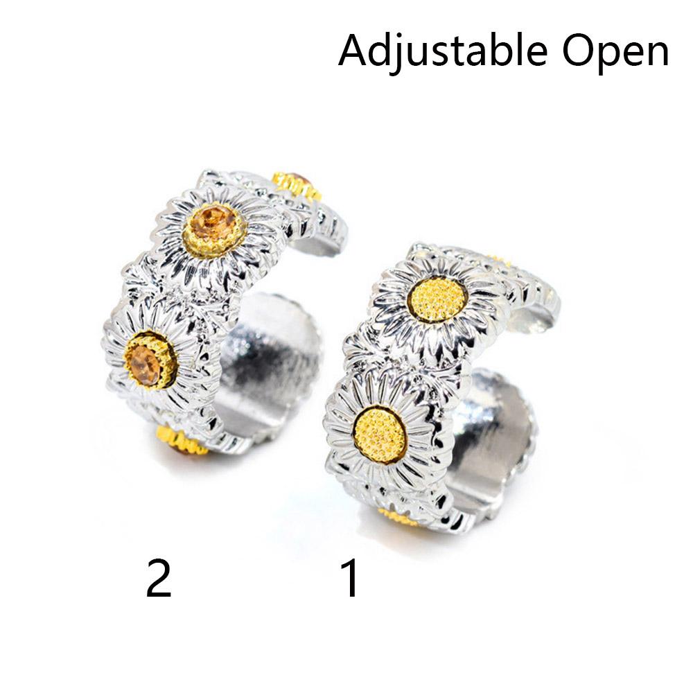 Vintage Adjustable Open Gothic Fashion Jewelry Flower Ring Daisy Rings Wedding Rings For Women