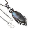 Pendant Blue Fire Labradorite Gemstone Valentine'Day Silver Jewelry 2.25"