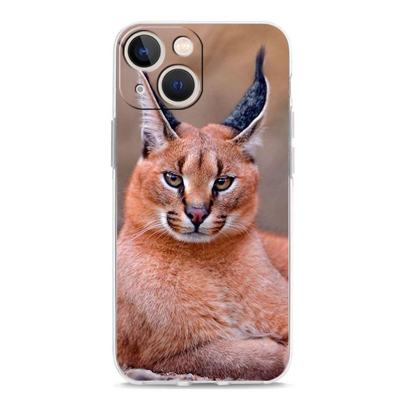 Чехол для телефона iPhone 17 Air Cases iPhone 16 15 12 13 14 Pro Max SE 7 8 Plus iPhone11 Прозрачный чехол Африканская рысь Каракал
