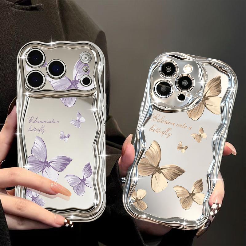 Colorful Butterfly Phone Case For iPhone 17 Pro Max Air 16e 16 15 14 13 Pro Max 12 11 Shockproof Luxury Plating Soft TPU Cover