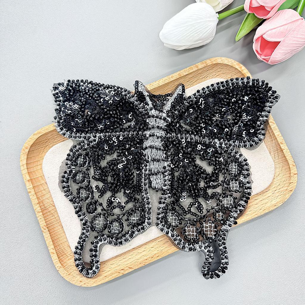 Mesh Bottom Embroidery Beaded Butterfly Applique Accessories Clothing Lace Children'S Clothing Veil Accessories