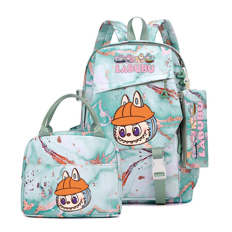 3Pcs/set Cute Printed Backpack Lunch Bag Pencil Case Teen Child Girl Kid Schoolbag Student Bookbag Knapsack Women Travel Bag Gift