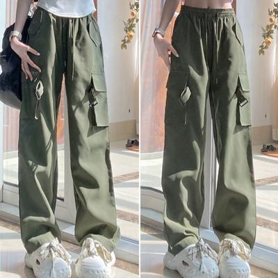 Женские брюки карго Свободные Харадзюку Y2K Прямые брюки Американский ретро Хип-хоп Повседневные Bf Широкие брюки