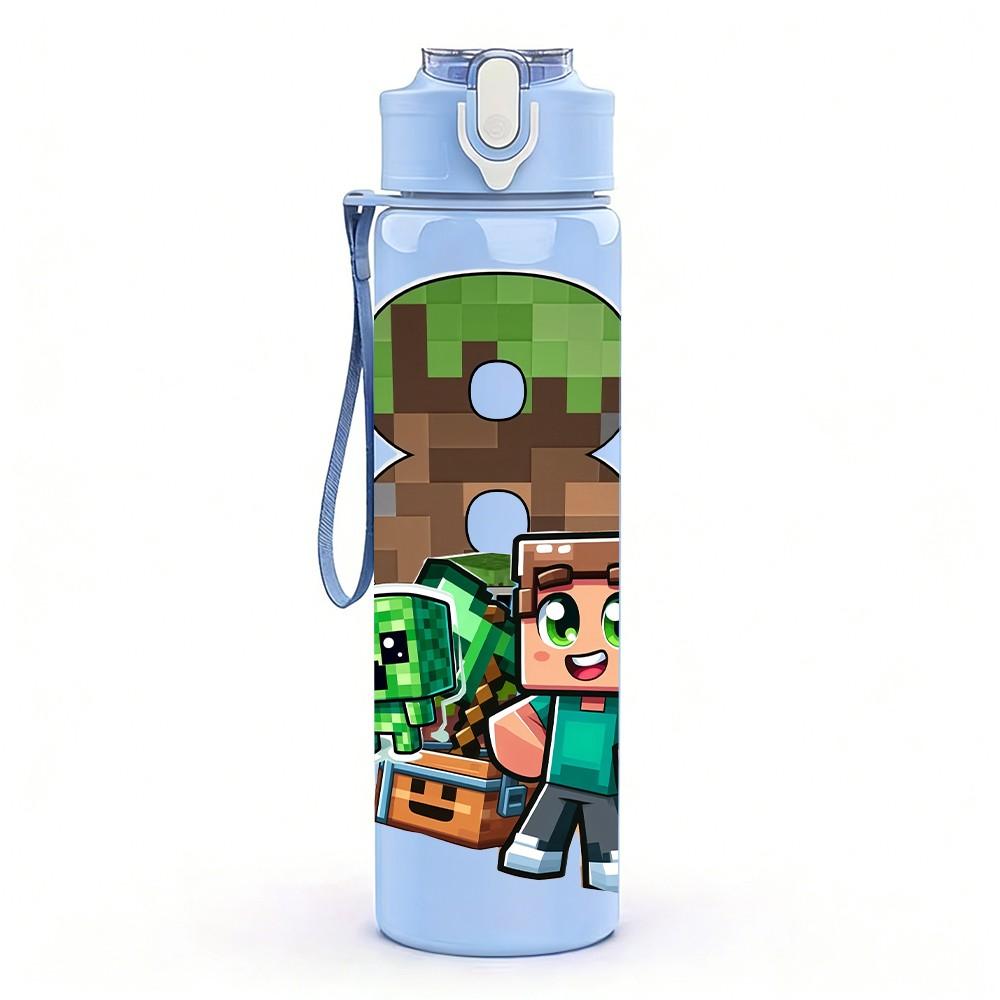 1PC Cartoon Boy Plant Monster Game 750ml Color Plastic Sports Water Bottle Leakproof Flip Straw Lid Suitable for Sports Office Home Use