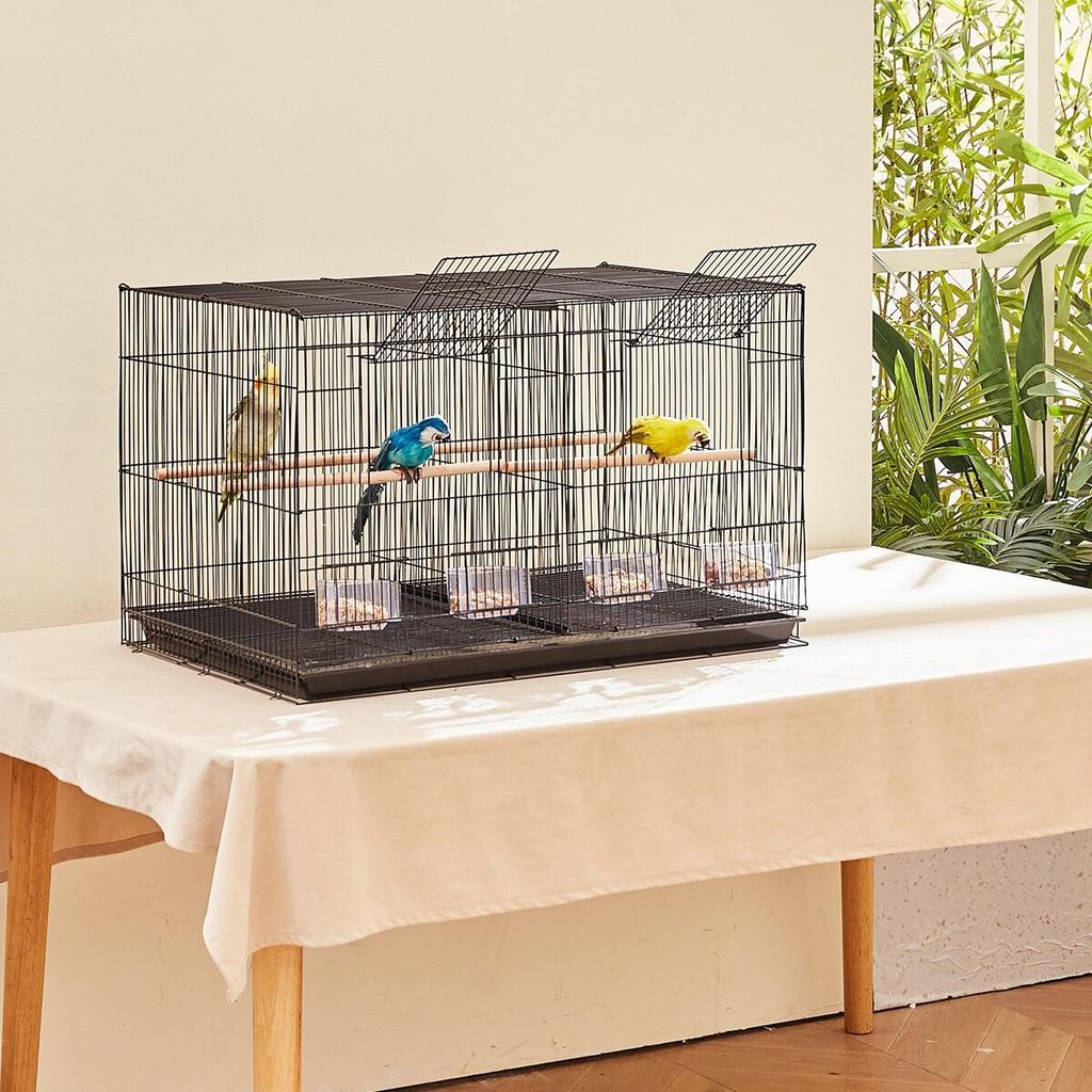 Bird Flight Cage with Divider 18 in Small Metal Parakeet Cage Black