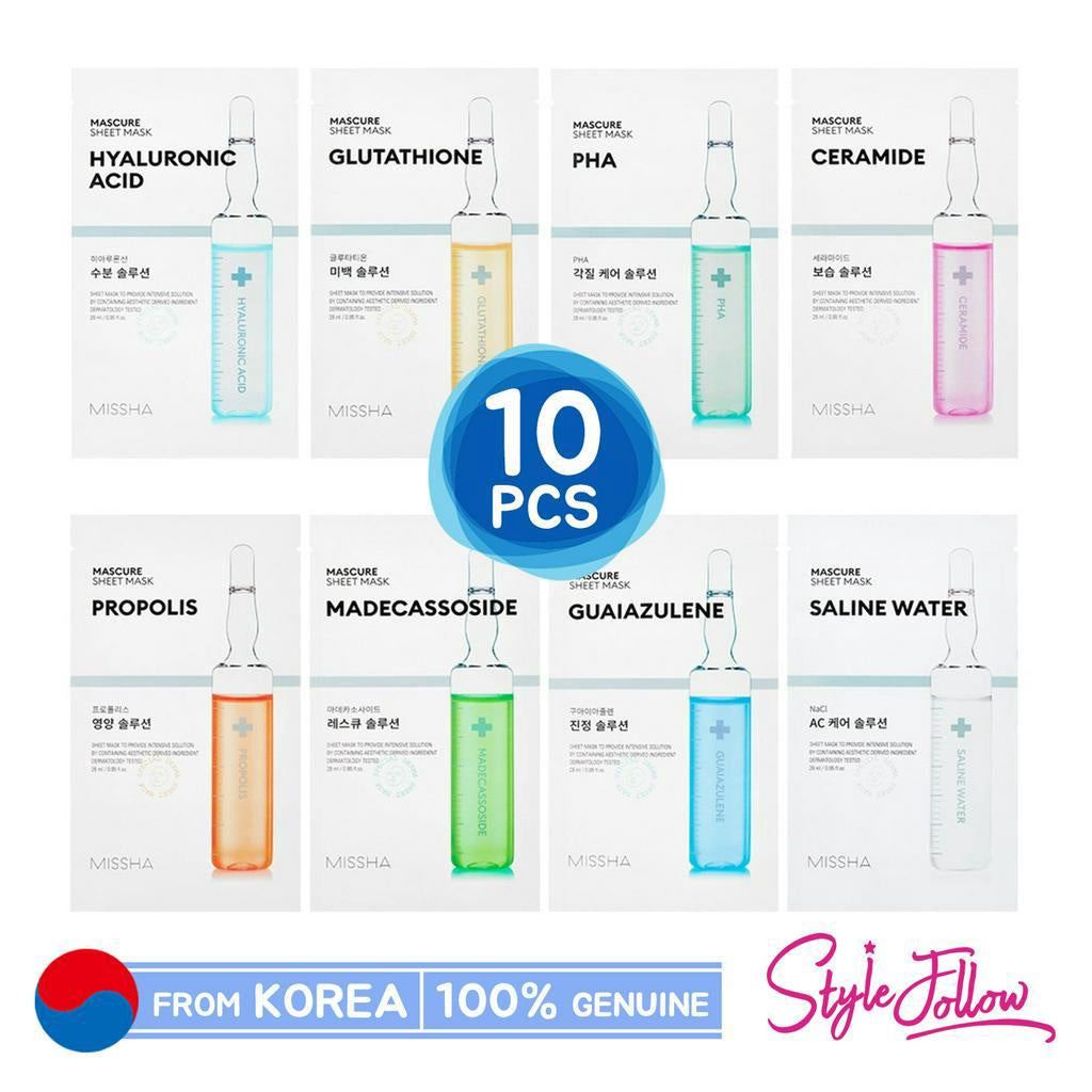 10pcs_[MISSHA] Mascure Solution Sheet Mask 27ml