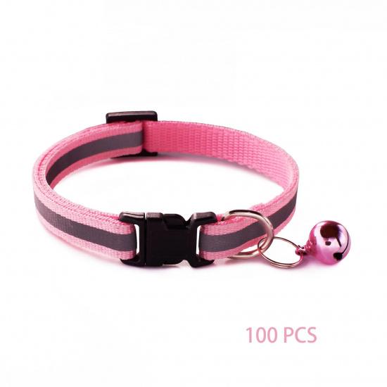 Wholesale 100Pcs Adjustable Reflective Dog Collars With Bell Buckle Easy Wear Puppy Dog Cat Collar Accessories Pet Supplies