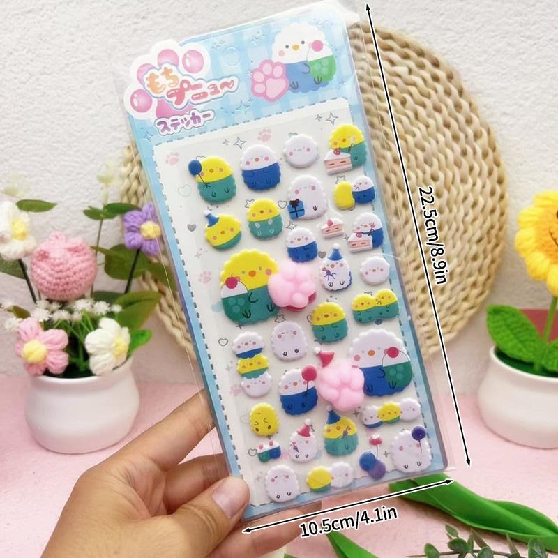 3D Cute Animal Butt Stickers Plush Pinched Happy Buttocks Sticker Stress Ease Puffy Sticker For Diy Scrapbook Phone Case Decal