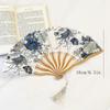 Elegant Tassel Folding Fan Classical Hand Fold Fan Irregular Fracture Fan Silk Folding Fan  Female