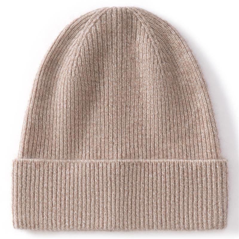 % Pure cashmere hat women's new skin feeling thickened new autumn and winter hat men's and women's warm knitted hat cold hat