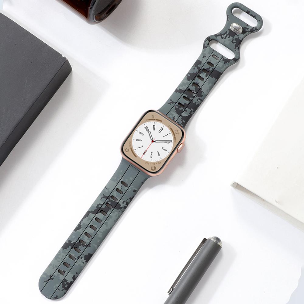 Для ремешка Apple Watch Ultra 8 SE 7 6 5 Силиконовый ремешок iWatch 49мм 40мм 45мм 41мм 42мм Камуфляжный узор Наручный ремешок Браслет