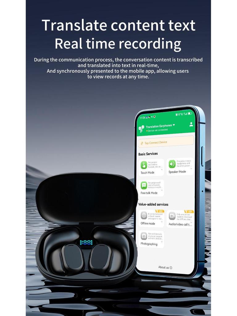 Bluetooth-наушники B66 с двусторонним переводом в реальном времени