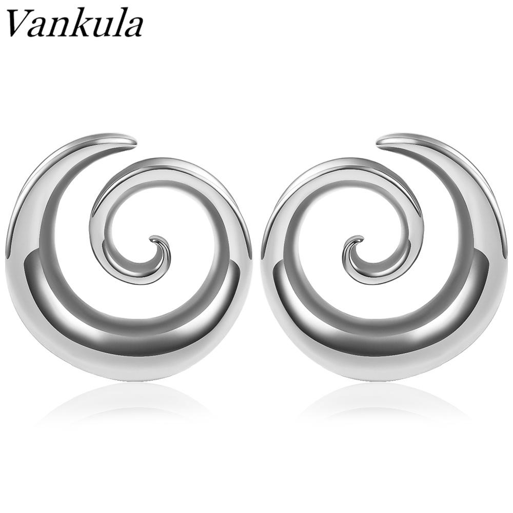 Vankula 2 шт. Новые круглые спиральные заглушки-седла для растянутых мочек ушей, тоннели, расширители, пирсинг, украшения для тела