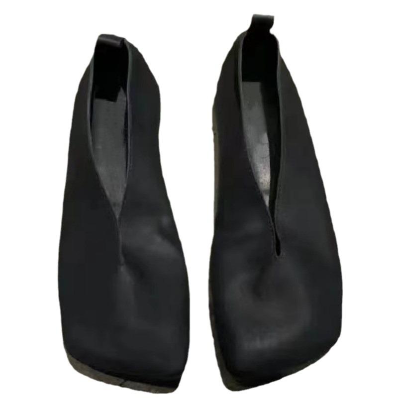 Кожаная ниша темный пионер диагональная голова балетки женские летние и осенние удобные ленивые одна педаль одинарные туфли