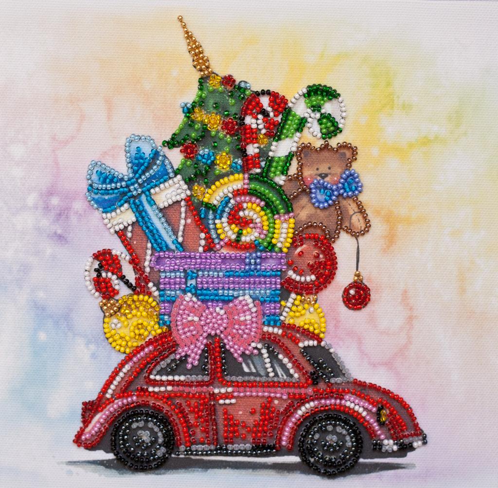 Набор-миди для вышивки бисером на натуральном художественном холсте Абрис Арт Транспорт