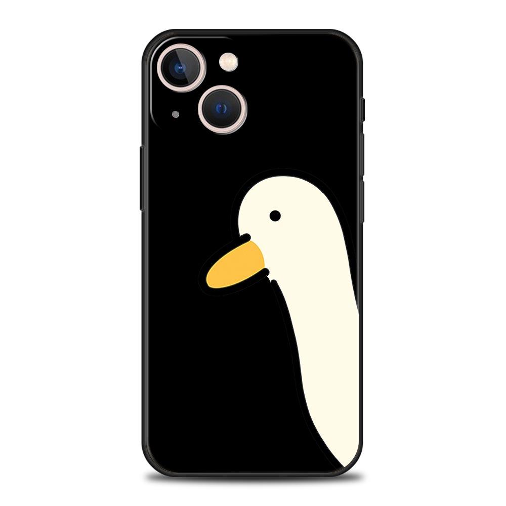Чехол с рисунком «Сомнение утки» для iPhone 11, 12, 13, 15, 14 Pro Max, чехол для телефона X XR XS 7, 8 Plus SE, 2020, роскошный черный силиконовый чехол, принципиально