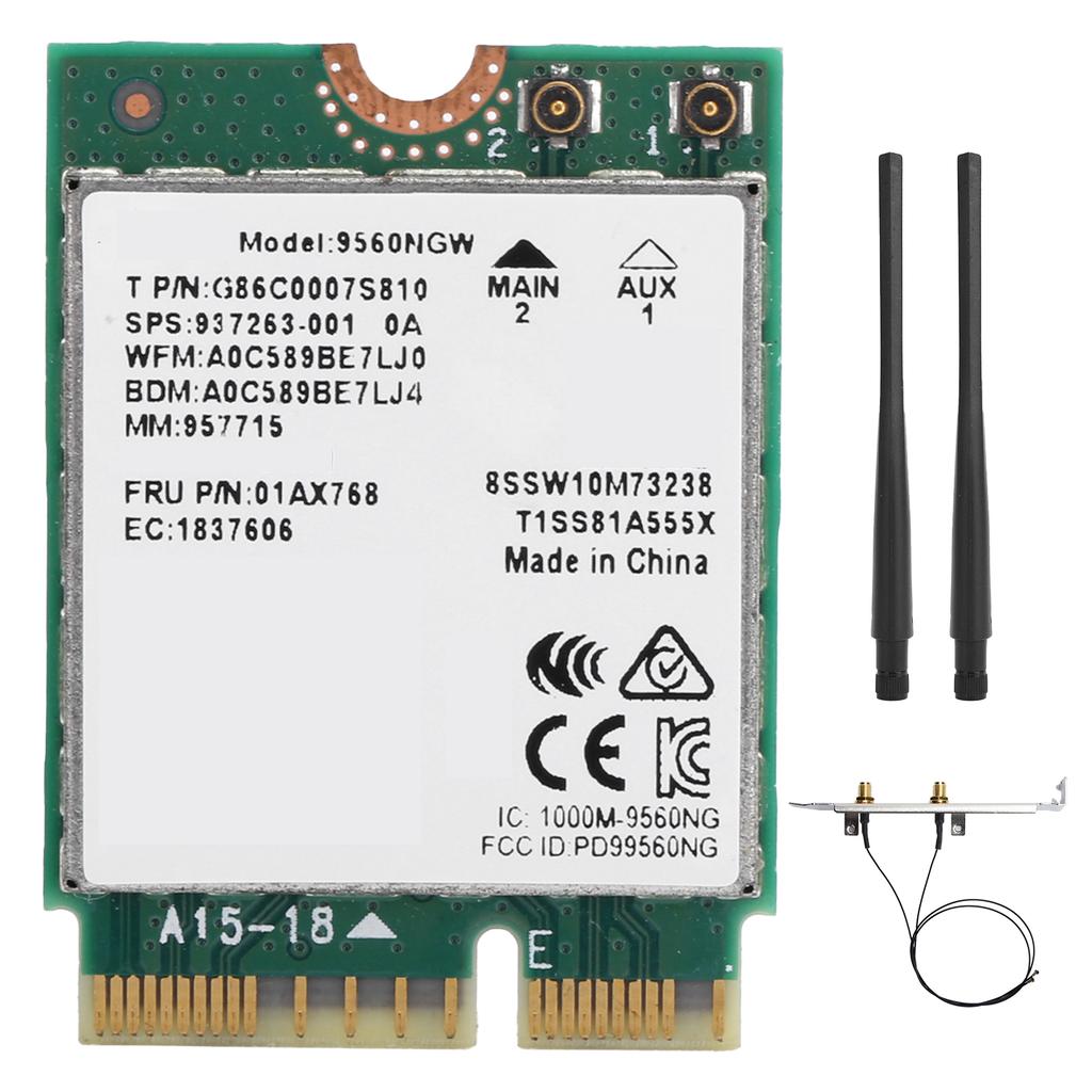 Беспроводная сетевая карта Bluetooth5.0 802.11ac M.2 Wifi-адаптер с антенной 9560NGW 1730 Мбит/с(Подключение проволочной антенны