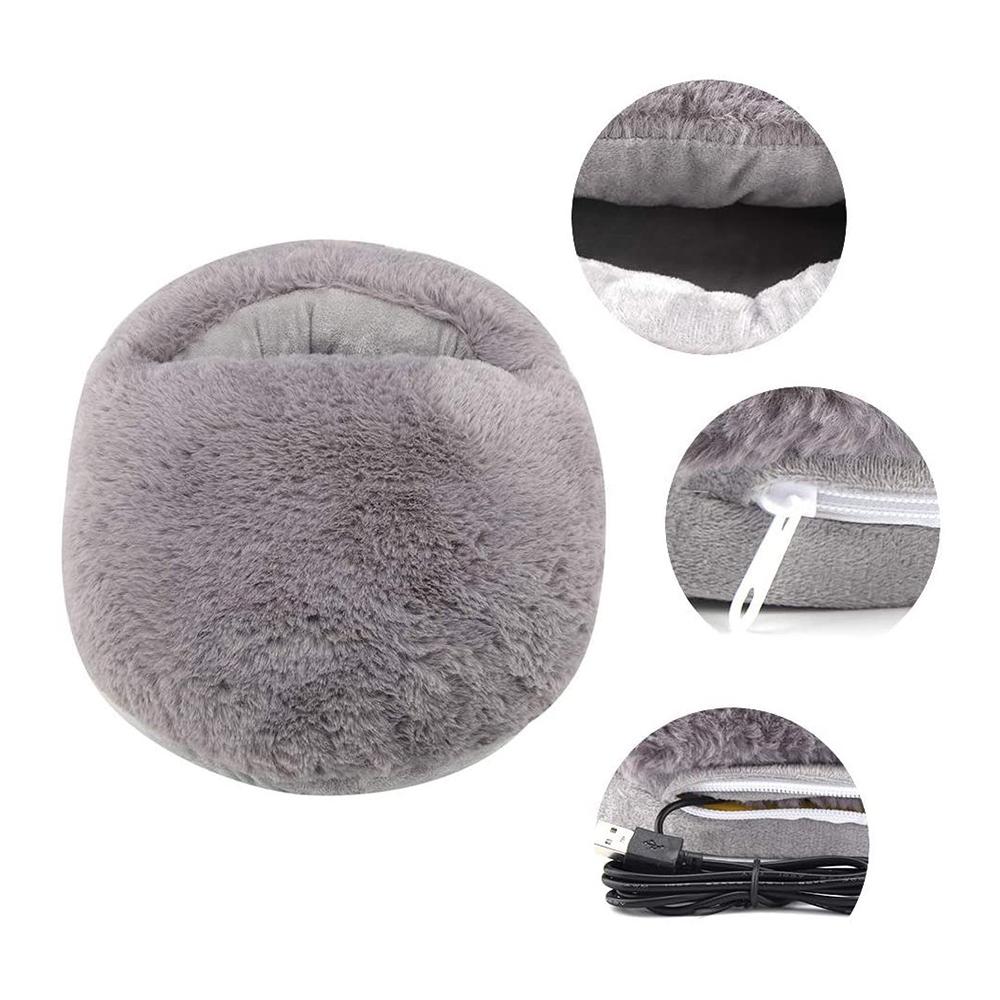 USB Heated Foot Warmer Electric Foot Heater Soft Plush Feet Warmer Foot Heating Pad for Women Men
