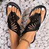 Женские шлепанцы с вырезом и бабочкой, повседневная летняя обувь с зажимом на носке, легкая пляжная обувь