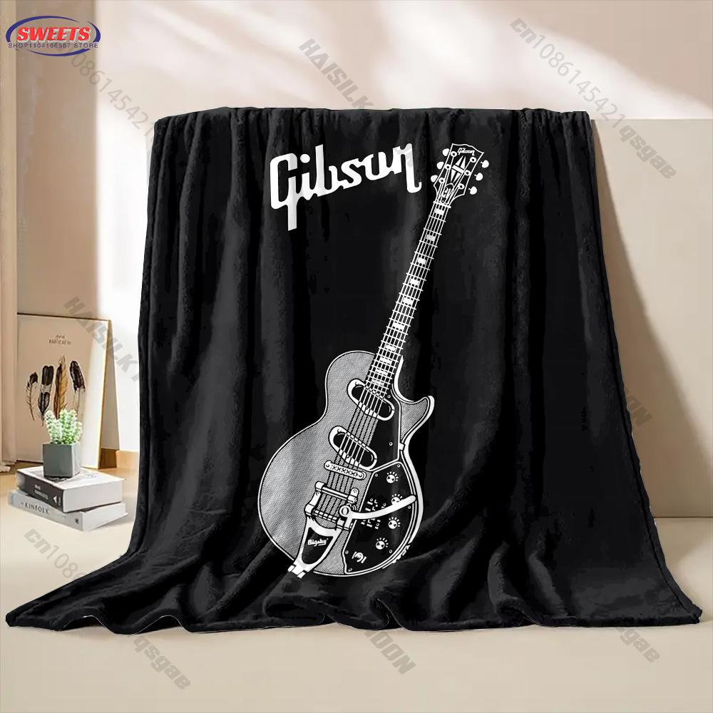 Classic G-Gibs0n Guitar Logo Print Blanket Warm Soft Comfortable Home Travel Blanket Sofa Bedding Cover Blanket Gift for Friends