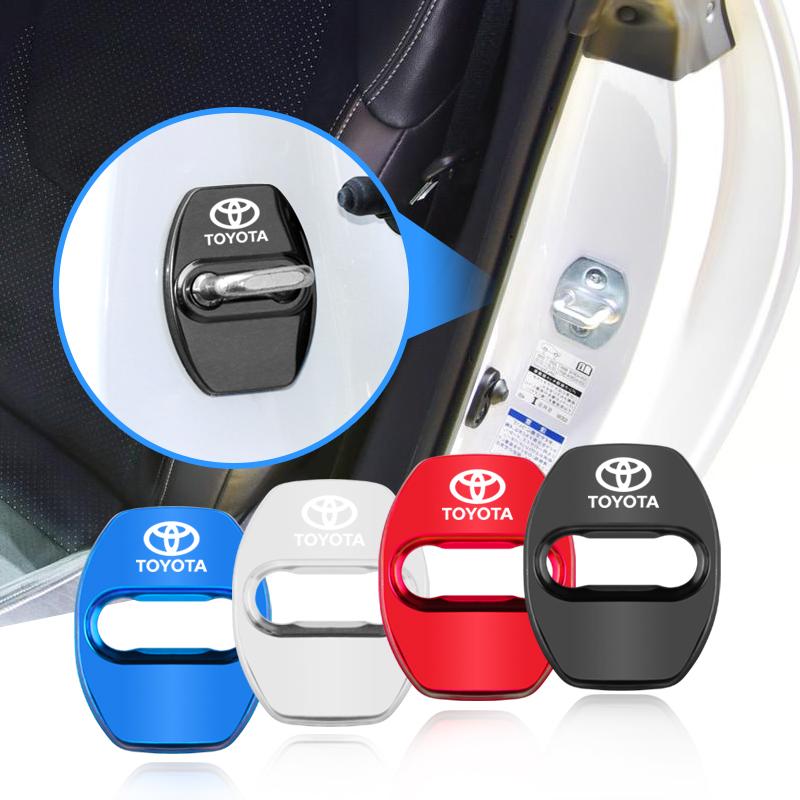 AOR1 4Pcs Car Door Lock Cover Protective Buckle Cap for Toyota Yaris Hilux Prius Auris Corolla Camry RAV4 Exterior Accessories