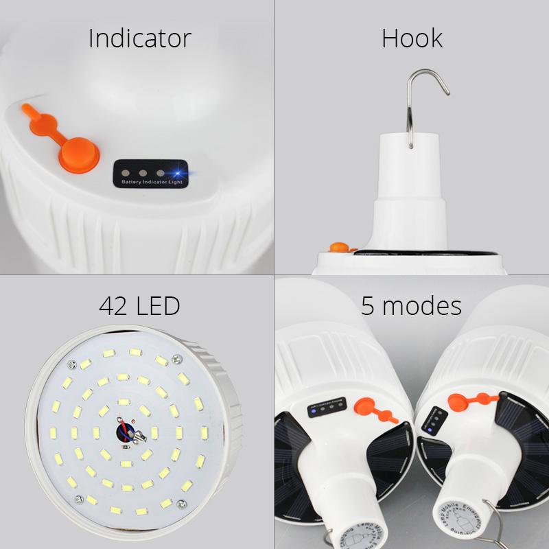 Solar LED Charging Energy-Saving Bulb Light Frame Night Market Mobile Outdoor Solar Powered LED Emergency Camping