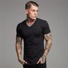 Летняя новая модная хлопковая однотонная футболка мужская повседневная базовая стильная футболка с v-образным вырезом мужская высококачественная спортивная одежда спортивные топы футболки