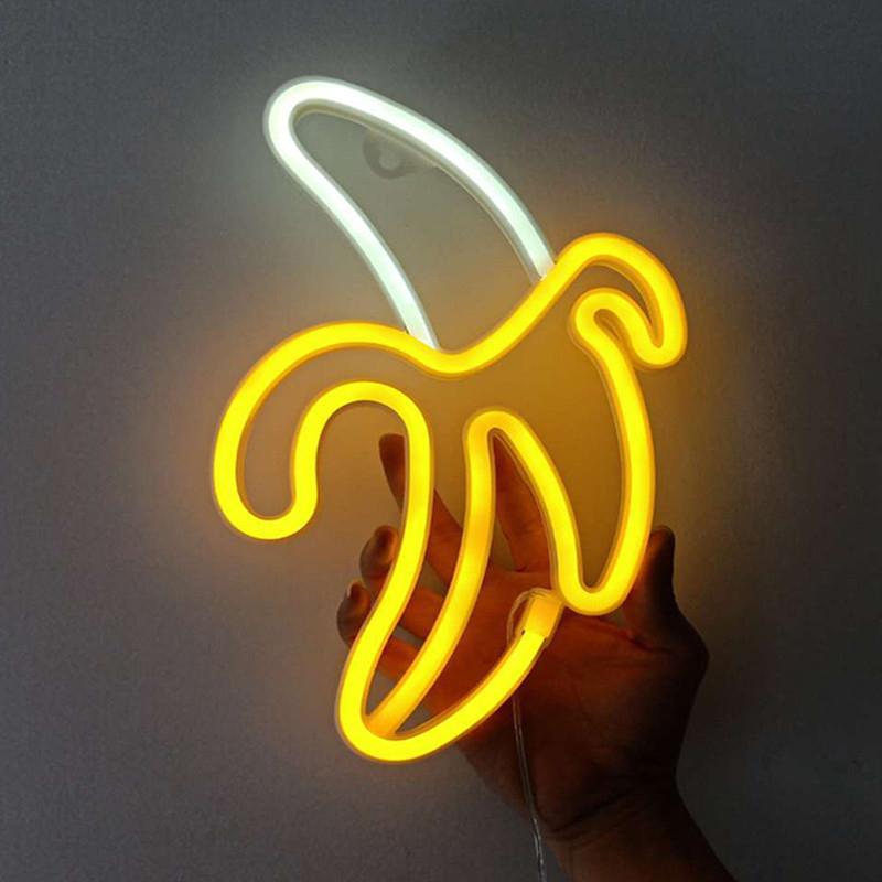 Banana Sign Neon Light Lamp For Bedroom Wall Led Lights 3D Art Neon Tape Lamp Sleeping Night Lights 5v Usb AA Battery