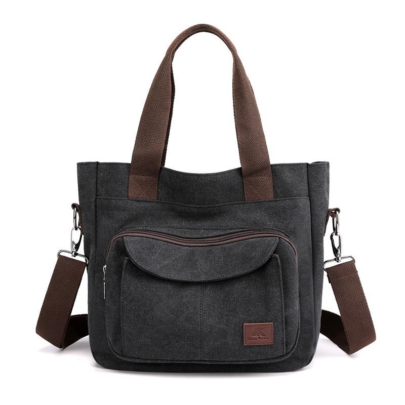 Large Capacity Women's Bag Canvas Bag Women's Commuter Tote Bag with Simple Single Shoulder Crossbody Bag