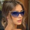 Sexy Cat Eye One-Piece Y2K Punk Sunglasses Women  Luxury Brand Trendy Steampunk Shield Sunglass Vintage Metal Shades UV400
