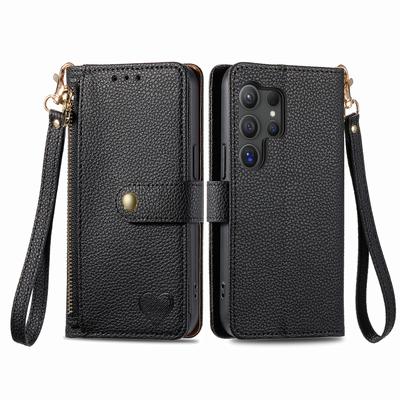 Для Samsung Galaxy S25 Ultra Чехол Кошелек из кожи с карманом на молнии с RFID-защитой Чехол для телефона со шнурком