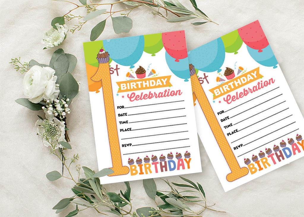 Darling Souvenir Multicolor Birthday Invitation Card 28 Pcs Fill or Write In Blank Invites Printable Party Supplies 5 X 7