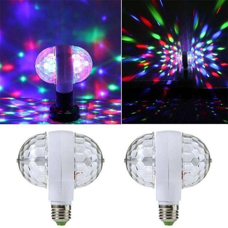 E27 Doubleheaded 6w Led Ball Stage Rgb Light Bulb Rotating Lamp Ktv Party Disco