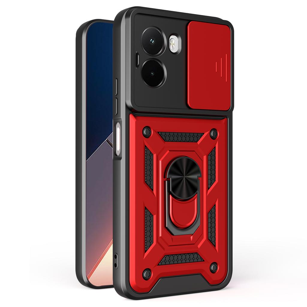 Для Xiaomi Poco M7 4G (169 мм) Чехол с выдвижной крышкой для камеры, PC+TPU, подставка, чехол для телефона