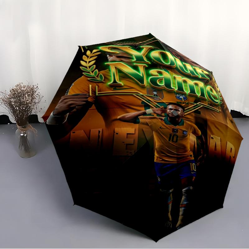 Personalized Name Brazilian football player Print Umbrella, UV Shielding. It Has Eight Sturdy Ribs for Outdoor Use And Perfect As a Holiday Gift