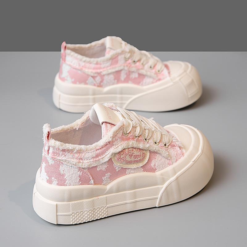 Thick-soled Heightening Low-top Canvas Shoes Women's 2024 Spring and Summer New Little White Shoes Versatile Student Sports and Leisure Boar