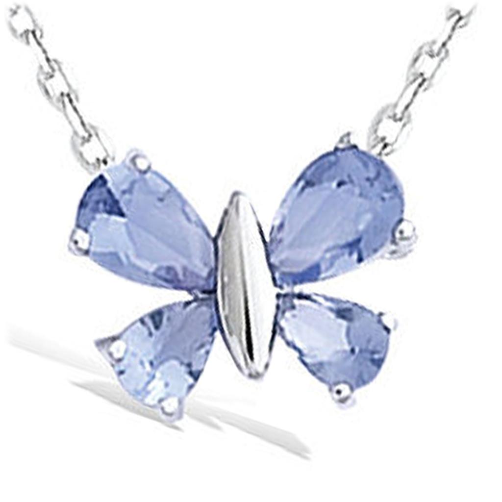 Les Trésors De Lily [K2571] - Silver Pendant 'Butterfly' Blue Tanzanite Silver (rhodium Plated) - 12x10 Mm