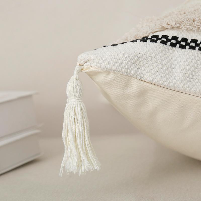Простая стеганая наволочка Jacquard Вышивка Спальня Хлопок Бохо Наволочки для подушек-пледов Подушка для изголовья дивана 45X45