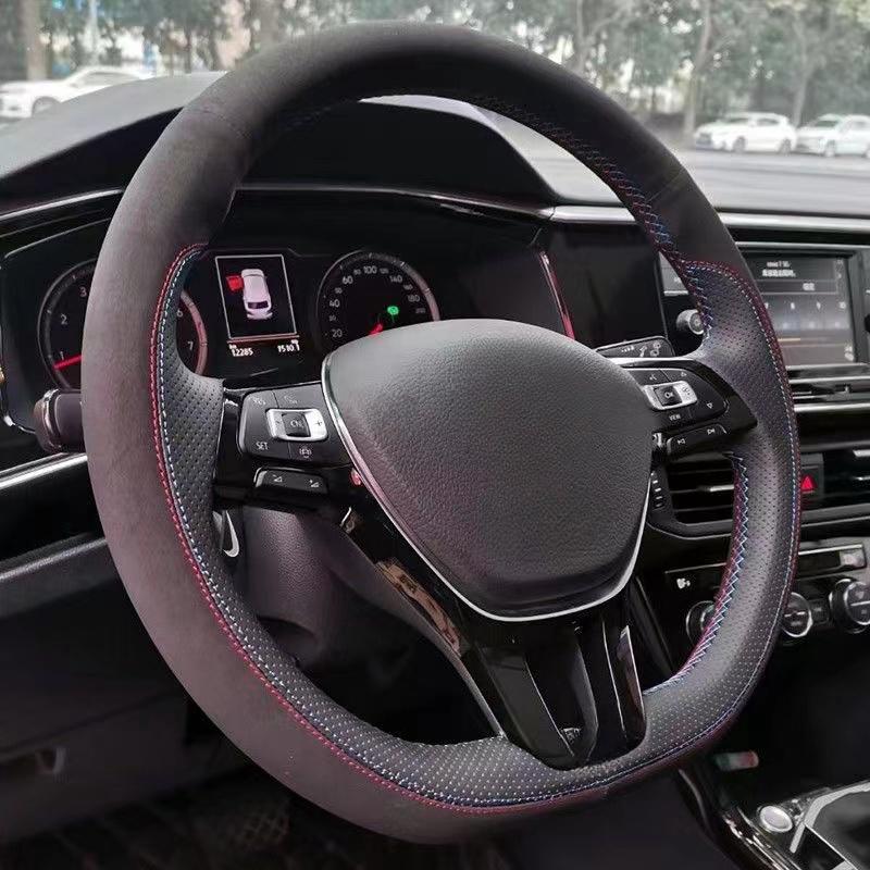 Suede Carbon Fiber Hand Sewing Car Steering Wheel Cover For Volkswagen VW Golf 5 Mk5 VW Passat B6 Jetta 5 Mk5 Tiguan 2007-2011