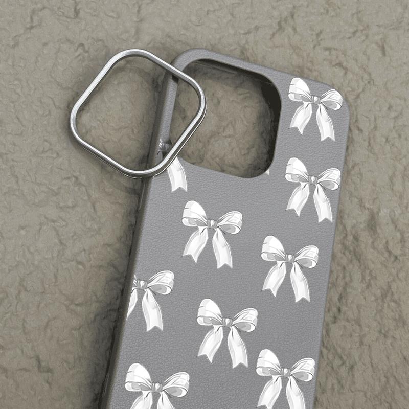 Чехол из матовой кожи TPU с принтом банта для iPhone 16 Pro Max 15 Plus 14 Pro 13 12 11, однотонный, тонкий, ударопрочный, мягкий чехол для телефона