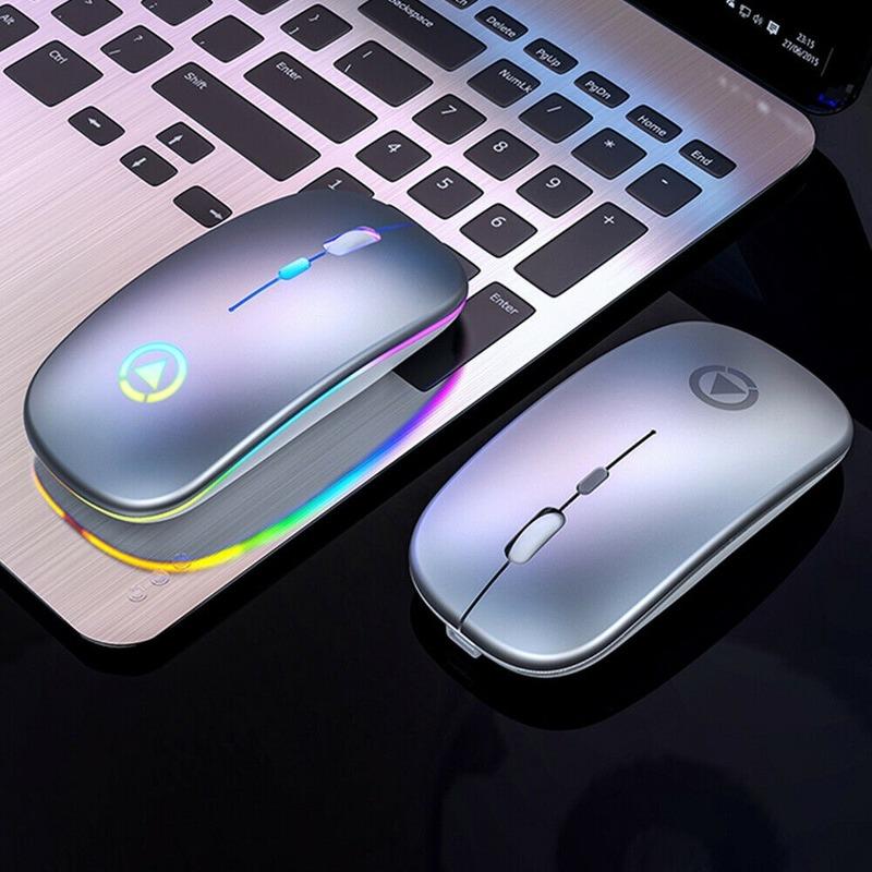 Тонкая перезаряжаемая Bluetooth/USB беспроводная мышь со светодиодной подсветкой RGB для планшетных ПК и iPad