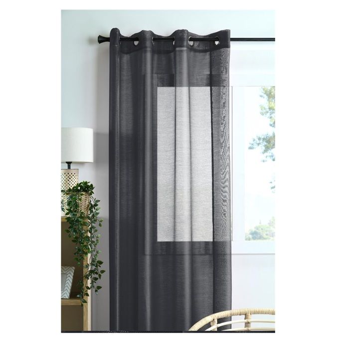 Voilage - Linwood - Noir - 140 x 260 cm - 100% Polyester - 8 Œillets en Métal