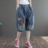 Capri Jeans Women Fashion Women's High Waist Mom Oversize Embroidery Ripped Harem Pants Wide Leg Y2k Baggy