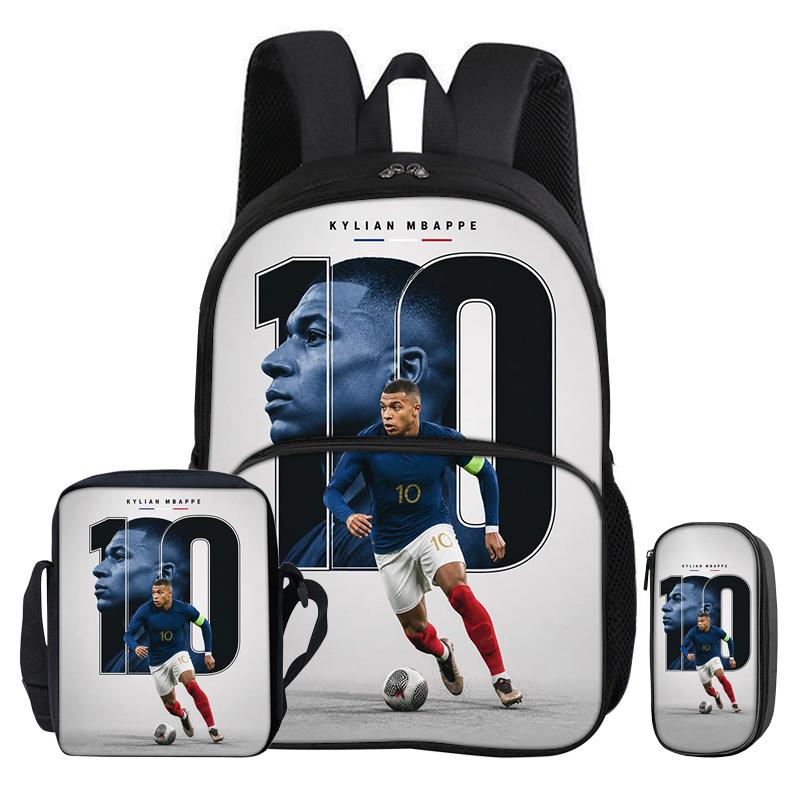 Набор из 3 предметов M-Mbappe с передним карманом Рюкзак Спортивные сумки через плечо для футбола Футбольная звезда Пенал Школьные сумки для учеников Рюкзак