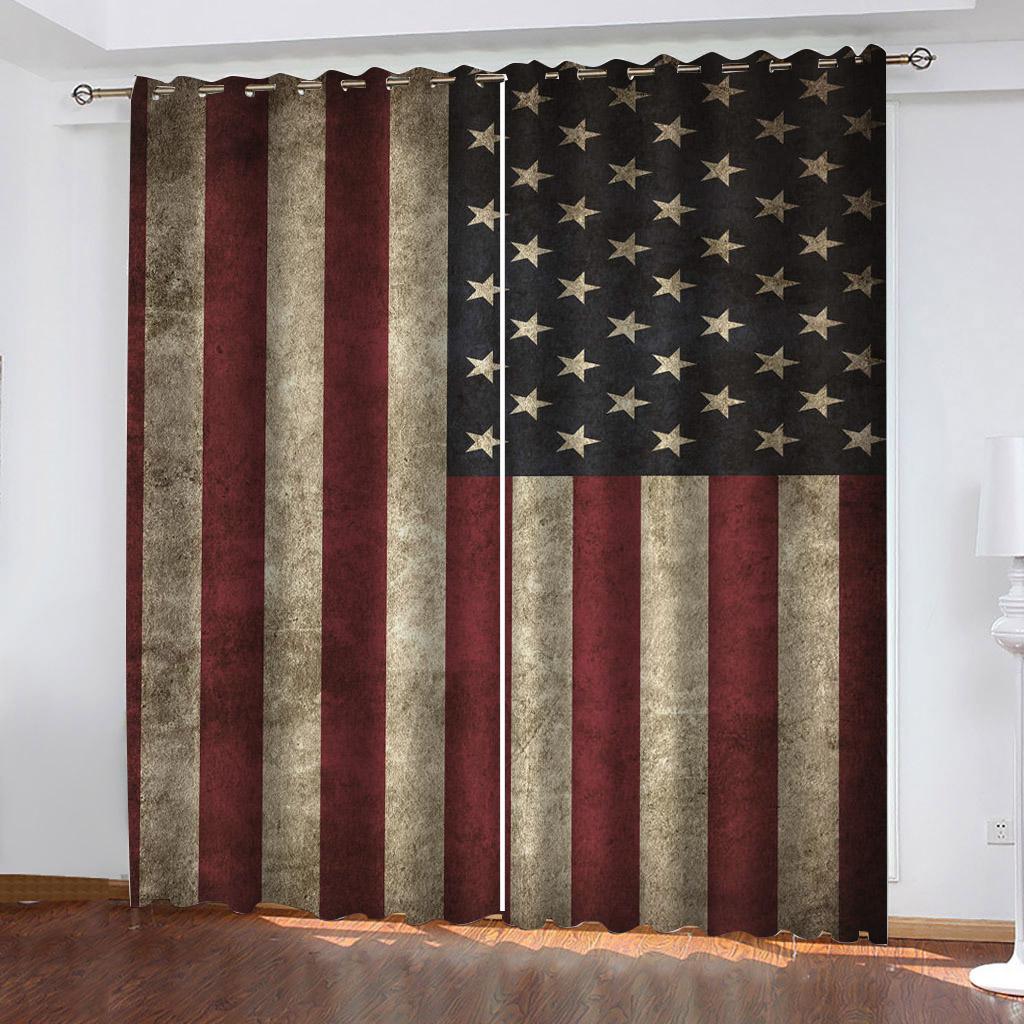 3D черные, белые, синие полосатые пятиугольные звездные узоры, солнцезащитные шторы, роскошные украшения для гостиной, тонкие шторы для спальни