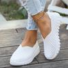 Мода 2024 года, плоская легкая модная плетеная женская обувь большого размера с мягкой подошвой для мам, спортивная обувь из ткани с выемками