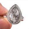 Natural Black Rutile Gemstone 925 Solid Sterling Silver Jewelry Ring S.9.5 N6t59